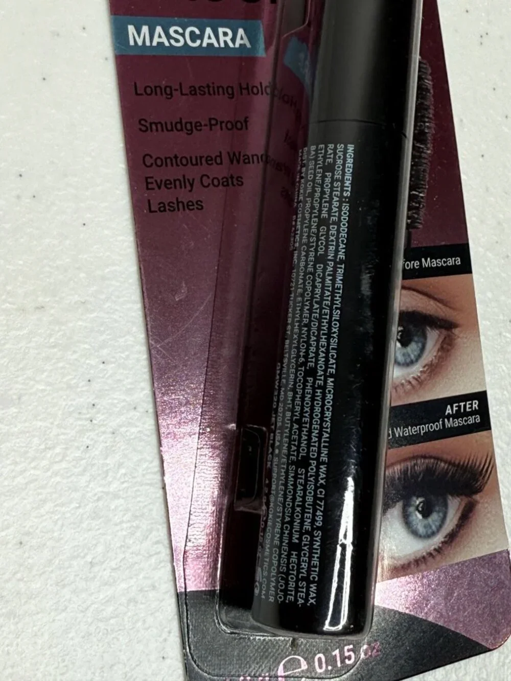 Kokie Waterproof Mascara Jet Black Ultra Hold Smudge Proof Long Lasting New